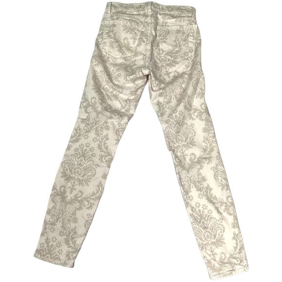 J Brand Capri Romantic Skinny Pants Cream Tan Damask Printed Stretch Women's 25 - Picture 2 of 11